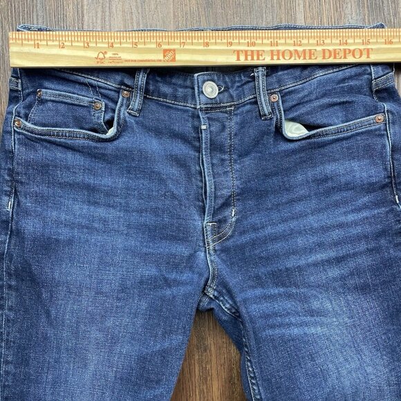 All Saints Rex Jeans Stretch Slim Fit Dark Blue Denim Button Fly Men’s 32 x 32 - Picture 6 of 10